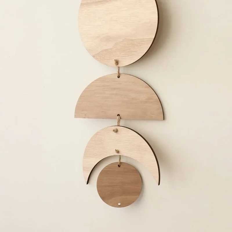 Decoration murale suspension bois les phases de la lune 5