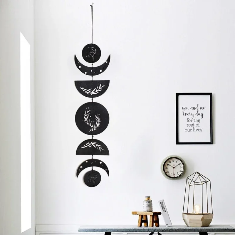 Decoration murale suspension bois les phases de la lune 7